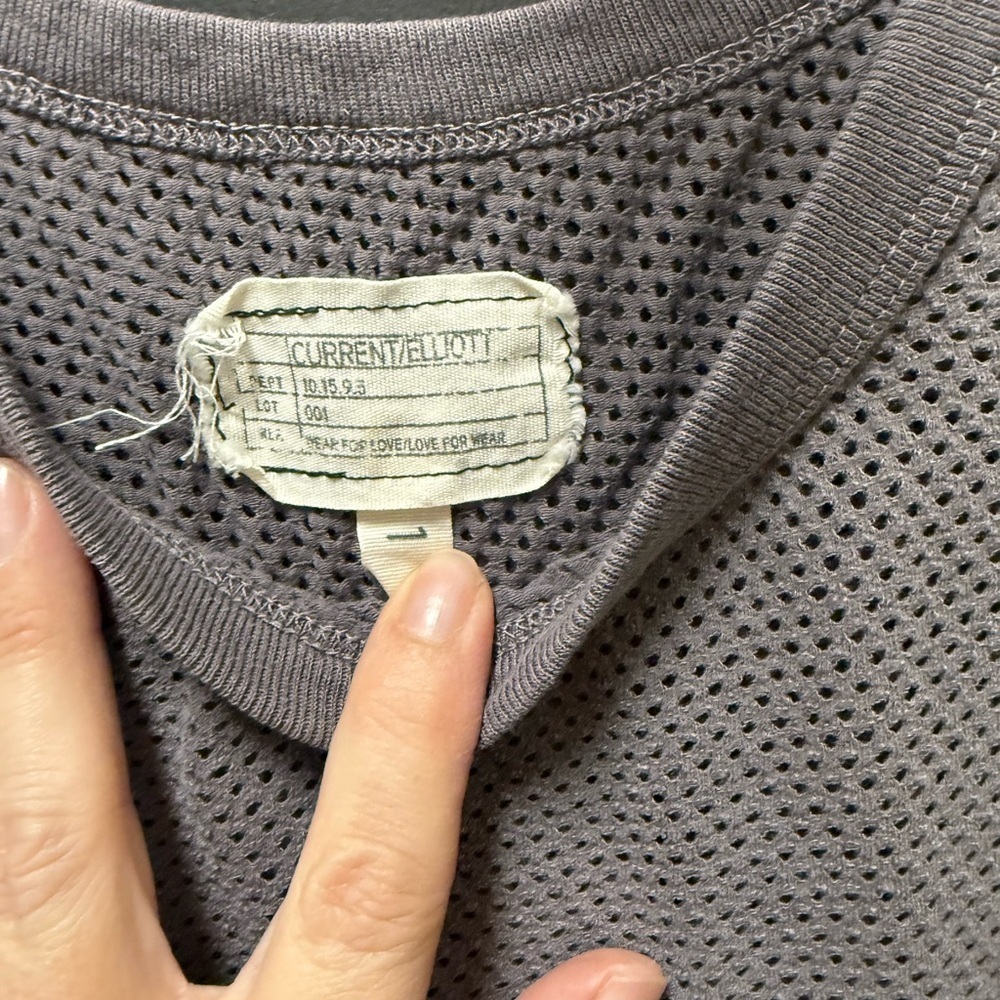 Current/Elliott The Muscle Tee Castle Gray Mesh Tank Size 1 - Picture 2 of 4